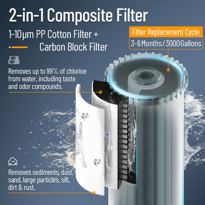 Компактный центральный фильтр для воды BriskSpring N1-2C-BS с производительностью 3 м³/ч и картриджем быстрого отсоединения на 50 000 л